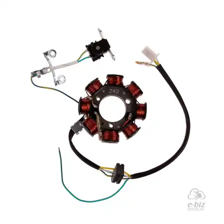 242 ESTATOR MON DE 8 P C/CONEXION A MASA EJ:HONDA CG TITAN 125 FAN-125 NXR-KS BROS C/ENC A CC BATERIA