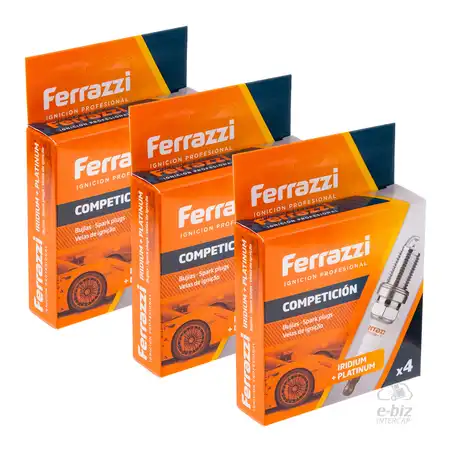 3 CAJAS DE BUJIAS FERRAZZI 12 UNIDADES DE NR8IP IRIDIUM + PLATINO (NGK CPR8EAIX-9)