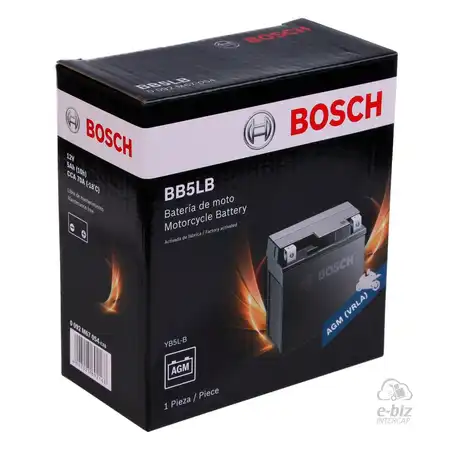 BATERIA BOSCH BB5LB MOTOS 110CC/BAJAJ 135/ YAMAHA YBR125/FZ16/CRYPTON 105