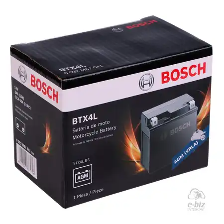 BATERIA BOSCH BTX4L HONDA C105 BIZ/ CG125 TITAN / MONDIAL DAX 70