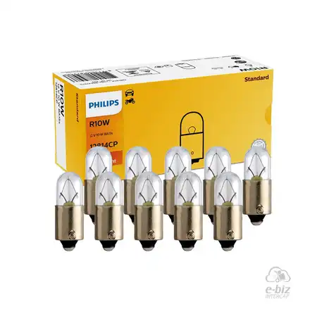CAJA DE 10 LAMPARA PHILIPS R10W 12814 12V 10W STANDARD GIRO TRASERO Y DELANTERO MOTOS 110/125/150/200/250