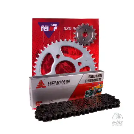 KIT TRANSMISION COMPLETO C23 BAJAJ ROUSER 135 LS 43/15 + HENGXIN 428H-136L