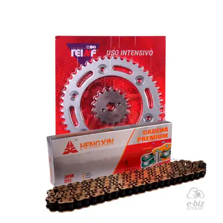 KIT TRANSMISION COMPLETO C23 HONDA XR 150 L 49/17 + HENGXIN 428H-136L GOLDEN