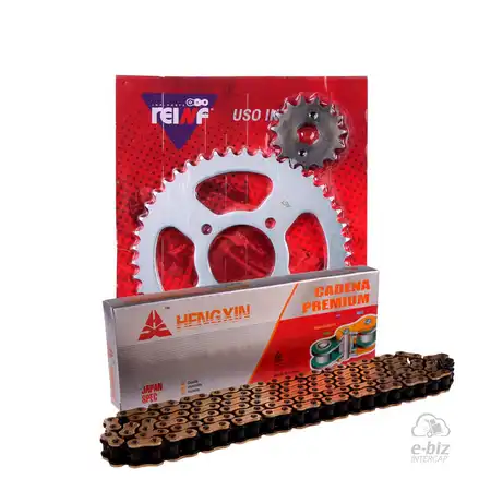 KIT TRANSMISION COMPLETO C23 MOTOMEL SKUA 200 46/15 + HENGXIN 428H-136L GOLDEN