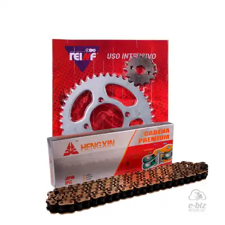 KIT TRANSMISION COMPLETO C23 YAMAHA YBR 125 43/14 + HENGXIN 428H-118L GOLDEN