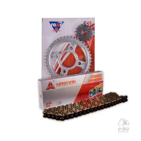 KIT TRANSMISION COMPLETO HONDA CG 150 TITAN 43/16 + HENGXIN 428H-118L GOLDEN