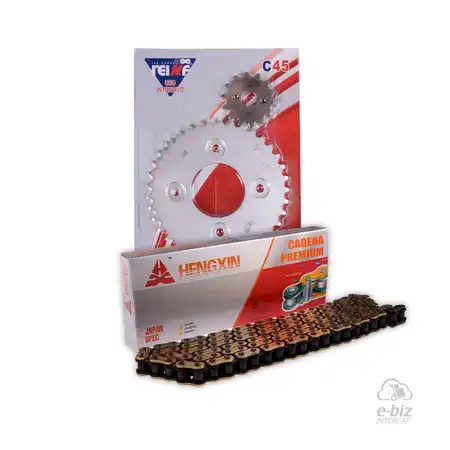 KIT TRANSMISION COMPLETO HONDA NEW WAVE 110 37/14 + HENGXIN 420H-112L GOLDEN