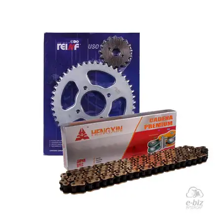 KIT TRANSMISION COMPLETO MOTOMEL SKUA 150 46/17 + HENGXIN 428H-136L GOLDEN