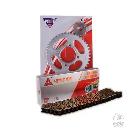 KIT TRANSMISION COMPLETO YAMAHA YBR 125 43/14 + HENGXIN 428H-118L GOLDEN