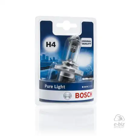 LAMPARA BOSCH H4 12V 60/55W PURE LIGHT DEL. MOTOS BAJAJ NS200/NS150/YAMAHA MT03/HONDA FALCON