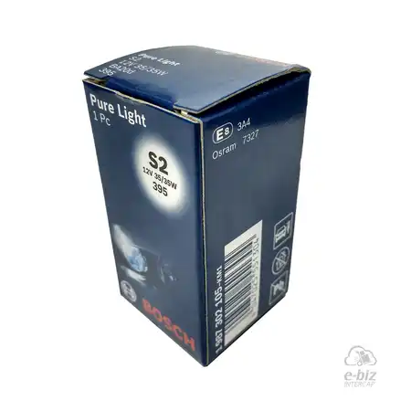 LAMPARA BOSCH S2 CULOTE/T.BOSCH 12V 35/35W PURE LIGHT DEL. MOTOS YBR/RX150/WAVE/GN125/VC150