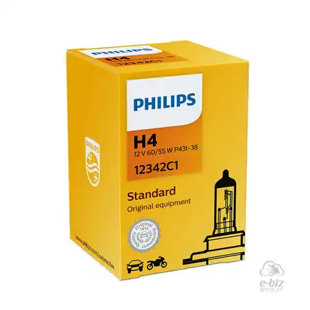 LAMPARA PHILIPS H4 12342 12V 60/55W STANDARD DEL. MOTOS BAJAJ NS200/NS150/YAMAHA MT03/HONDA FALCON