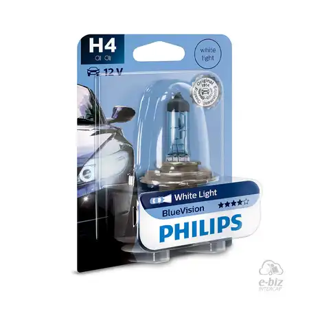 LAMPARA PHILIPS H4 12342BV 12V 60/55W BLUE VISION DEL. MOTOS BAJAJ NS200/NS150/YAMAHA MT03/HONDA FALCON