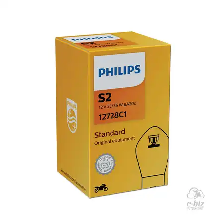 LAMPARA PHILIPS S2 12728 CULOTE/T.BOSCH 12V 35/35W STANDARD DEL. MOTOS YBR/RX150/WAVE/GN125/VC150