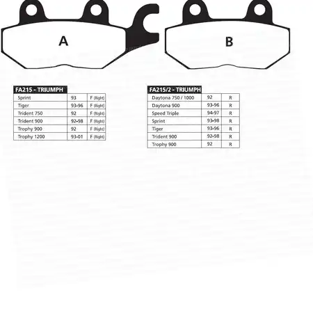 O-215 PASTILLA FRENO ORA TRIUMPH TRIDENT 750/900 DEREC- DAYTONA 90