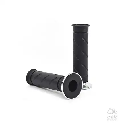 PUÑOS MDA SCOOTER/HONDA BIZ RUBBER GRIP 116MM CROMADO-NEGRO